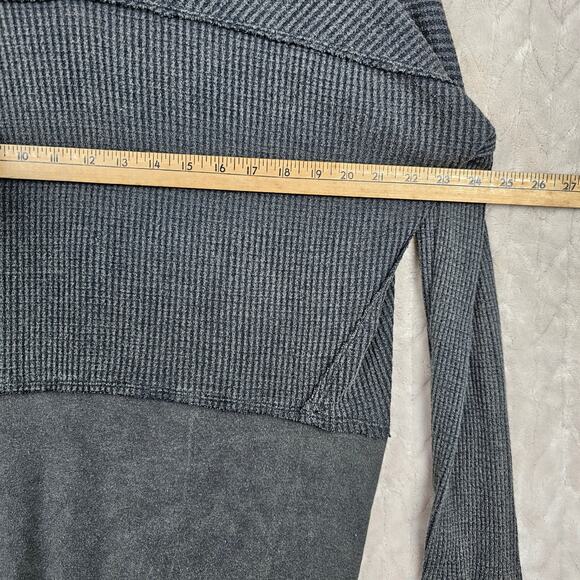 We The Free People Thermal Shirt XS Relaxed Mixed Media Boho Grunge Preppy Black - Picture 7 of 7